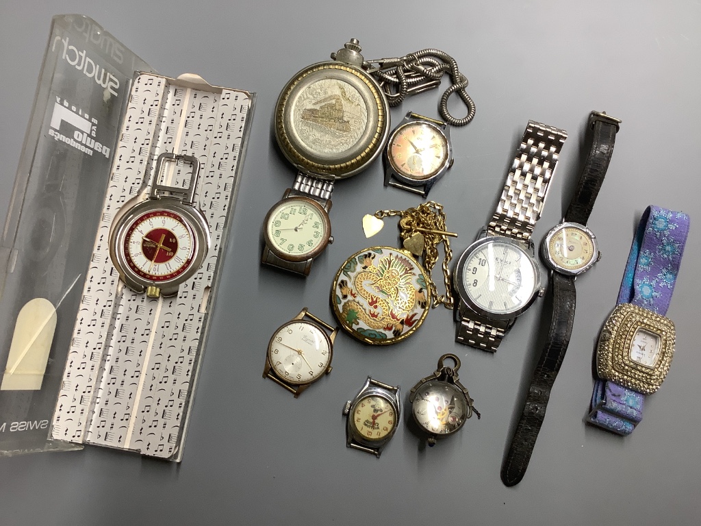 A quantity of assorted watches, including Oris and Everite.